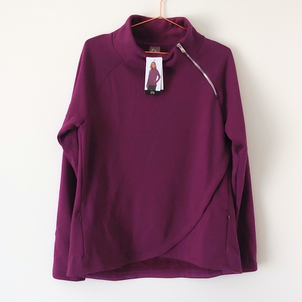 NEW Purple pullover long sleeve zip top size M